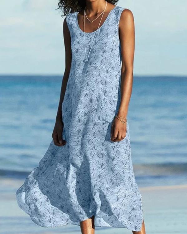 Casual Floral Tunic Round Neckline Shift Dress